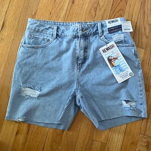 Mid length boyfriend denim shorts